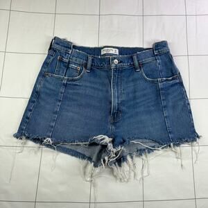 Abercrombie Denim Shorts Womens 31 Blue Mom High Rise Raw Hem Festival Summer